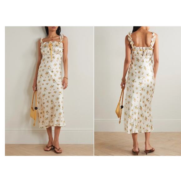 Reformation Dresses & Skirts - Reformation Erdem Silk Ruffled Flora Dress Missing Button M NWT